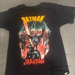 Batman Black Short Sleeve Tee with Yellow and Red Graphic